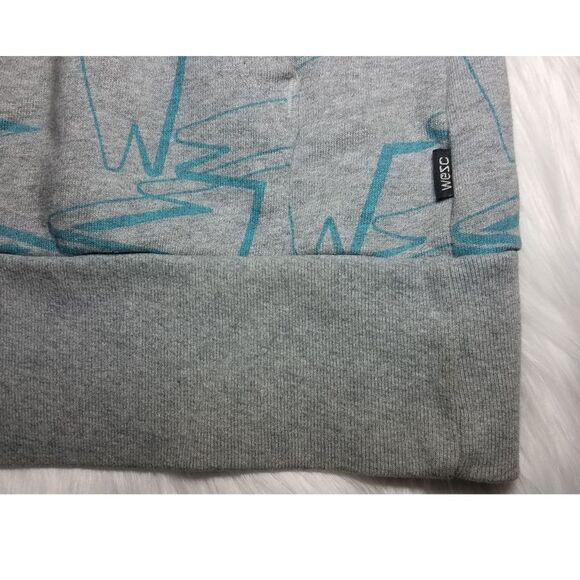 WESC|Geometric Pattern Grey Drawstring Hoodie, SMALL - Picture 3 of 8